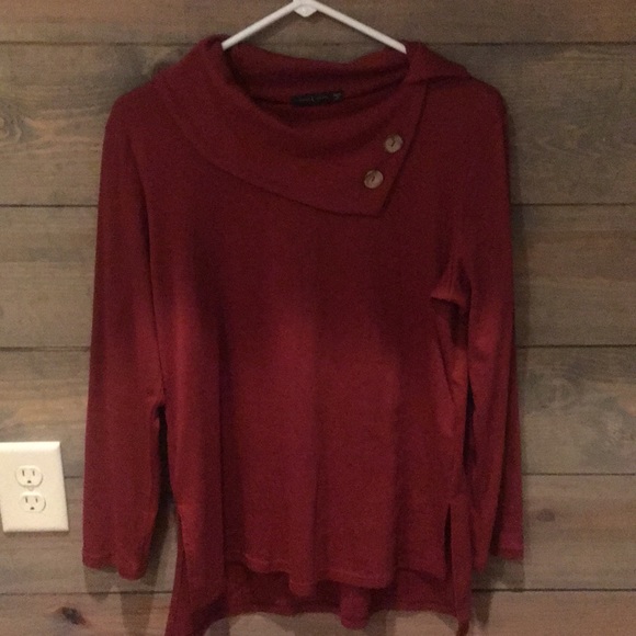 Tops - Burgundy too with button detail on the neck